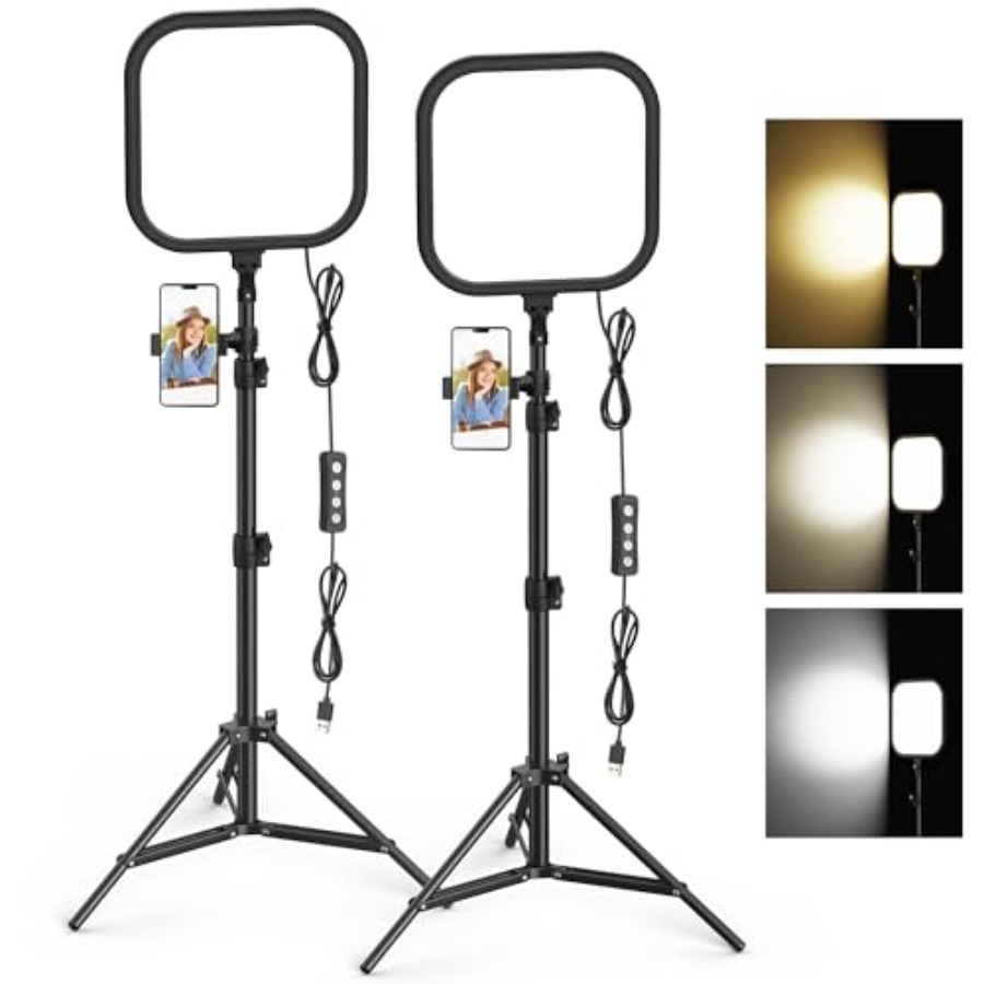 Photography Lighting Studio - 2Pack LED Video Light Kit, 15W