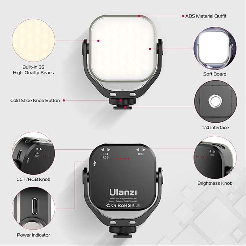 ​Ulanzi VL66RGB Bi-color RGB F - đánh giá và giá Torjim Rgb Photography Video Lighting