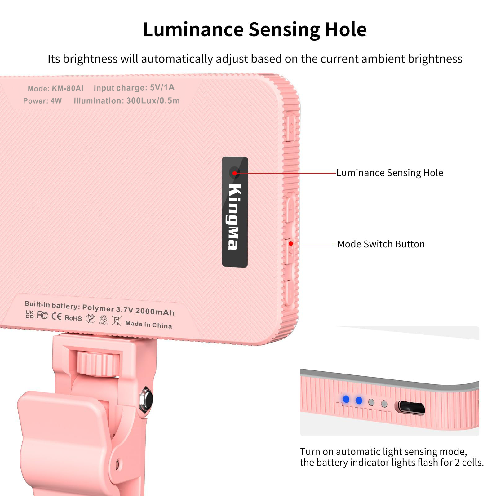 King Ma Pink Rechargeable Self - đánh giá và giá Photography Lighting Spotlight