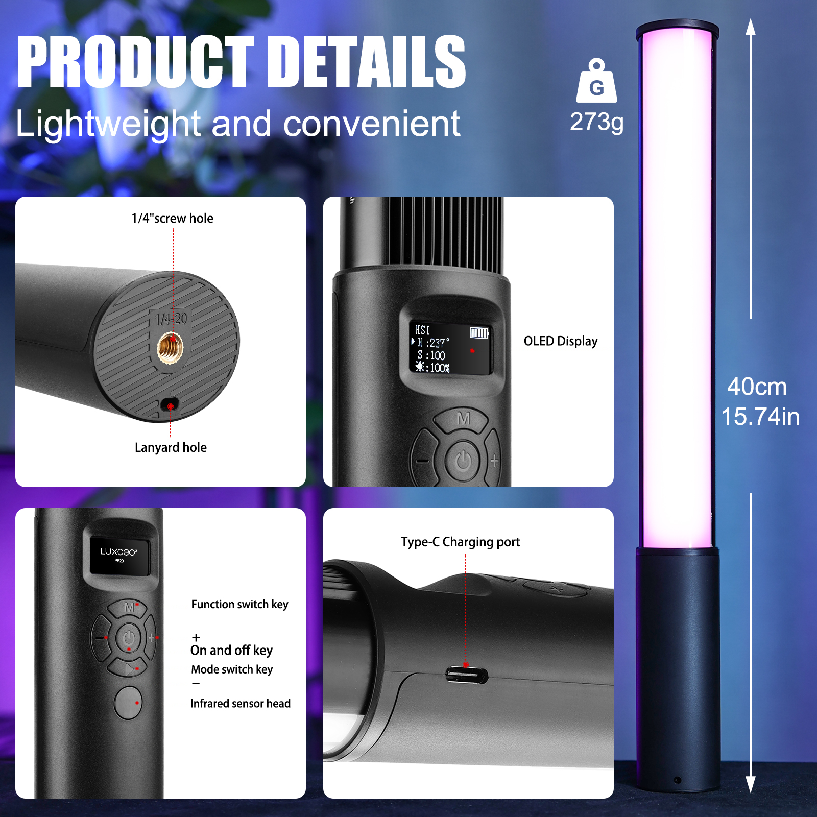 P400 RGB Light Wand Handheld L - đánh giá và giá Torjim Rgb Photography Video Lighting