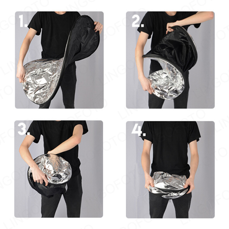 2-in-1 40cm Collapsible Round  - đánh giá và giá Reflector Disc Silver