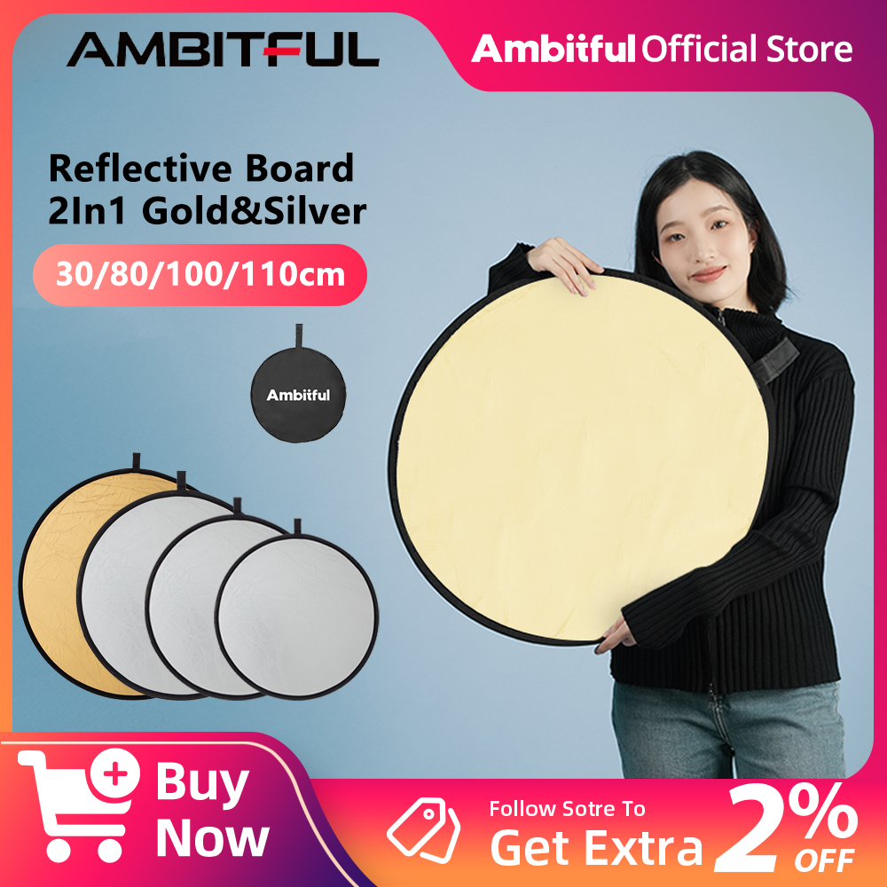 AMBITFUL 2in1 60cm 80cm 110cm  - đánh giá và giá Reflector Disc Silver