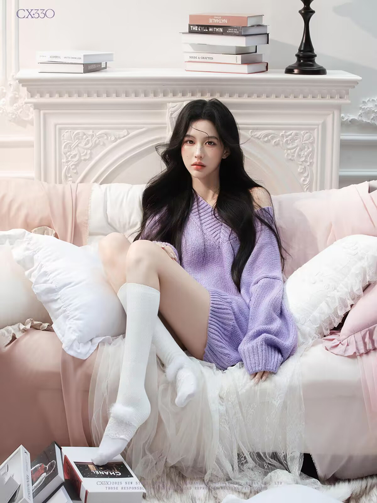 Autumn Winter Purple Sweater O - đánh giá và giá Photography Lighting Studio